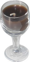 Candle in miniature wine glass brown 