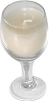 Candle in miniature wine glass white 