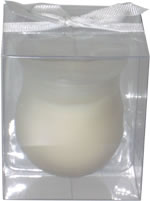 White candle in frosted miniature jar, boxed 
