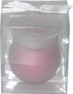 Pink candle in frosted miniature jar, boxed