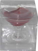 Red candle in miniature martini glass, boxed 