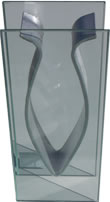 Glass vase with metal frame 