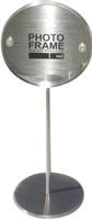 Small round photo frame on stand acrylic iron