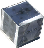 Cube crystal photo frame with iron base