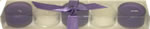 Set of 5 purple/white candles in matching glass cups