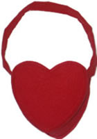 Red felt heart-shaped bag