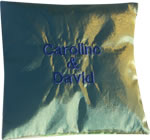 Miniature cushion green with custom embroidery