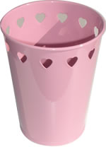 Tall pail with hearts pink