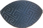 Small Beanstalk Pod navy patterned silk 