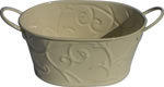 Small oval flower pot with pattern cream 