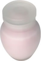 Single pink candle in glass jar with lid 