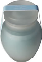 Blue candle in frosted glass tulip jar 