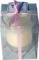 Miniature white hurricane candle, boxed