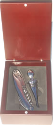 Bottle opener and bottle stop in wooden gift box