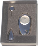 Gift set with metal desk quartz clock & message/photo clip, boxed
