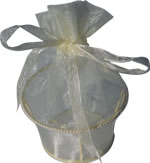 Small round organza box bag cream