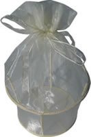 Large round organza box bag cream