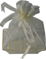 Large rectangular organza box bag cream