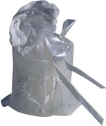 Candle in glass cup in organza tie bag with heart white