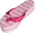 mall shoe shaped cardboard gift box, pink/ white stripe