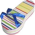 Large shoe shaped cardboard gift box multi-stripe