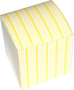 Medium folded paper gift box, yellow/ white stripe