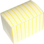 Large folded paper gift box, yellow/ white stripe