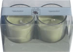 Set of 2 candles in glass cup, boxed green