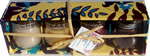 Set of 4 candles in miniature glass jar with lid, boxed yellow, brown, burgundy, white 
