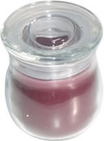 Candle in miniature glass jar with lid burgundy 