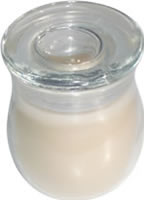 Candle in miniature glass jar with lid white 