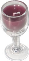 Candle in miniature wine glass red 